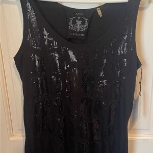 Love Happiness Black Sequin Women's Top